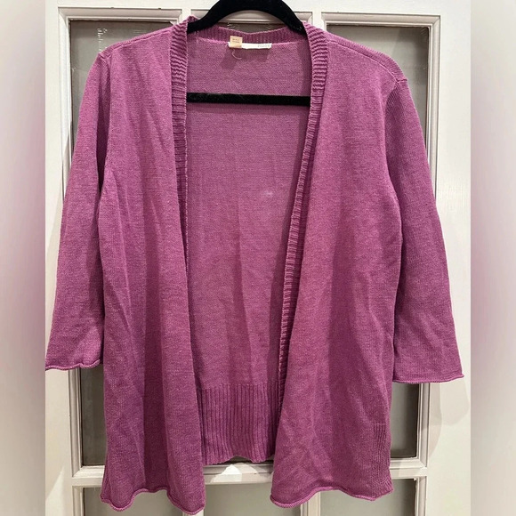 Eileen Fisher Open Front Cardigan Sweater Shrug 100% Linen Lilac Size L Petite - Picture 1 of 11